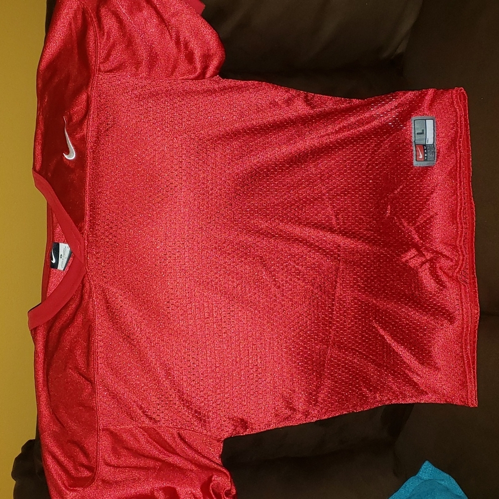 Boys red Nike practice football jersey